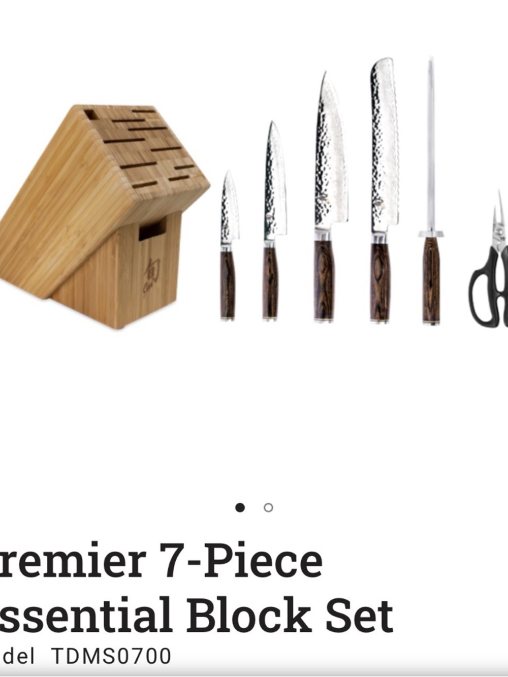 SHUN Knife Set with Bamboo Block — Silver Blades & Brown Handles